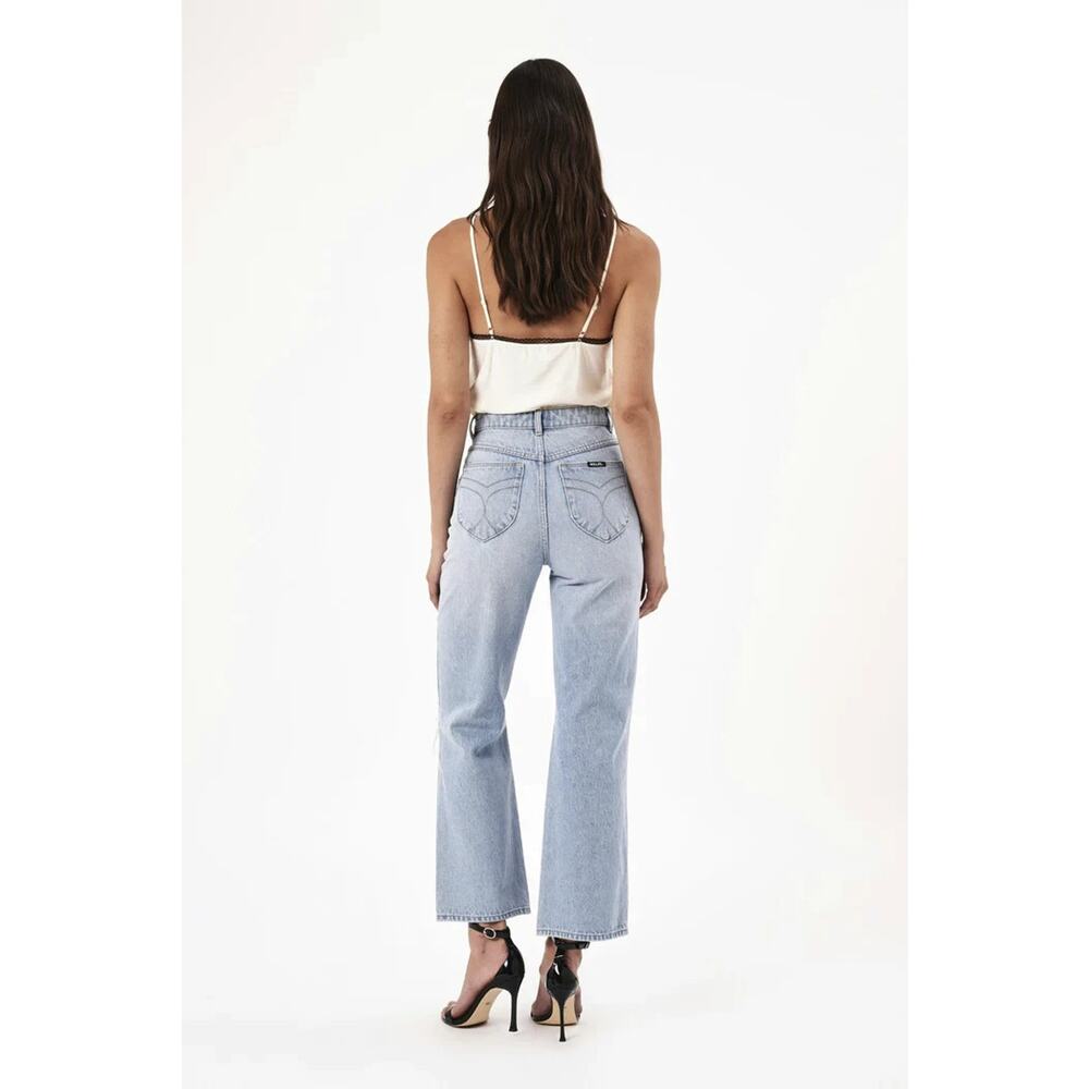 NWT Rollas Heidi Ankle Old Stone Jeans Blue Denim Distressed High Rise Size 30 - Picture 11 of 16